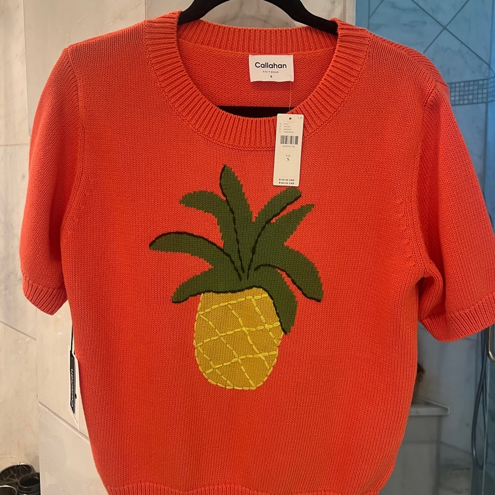 Callahan Knitwear short sleeve pineapple sweater size small